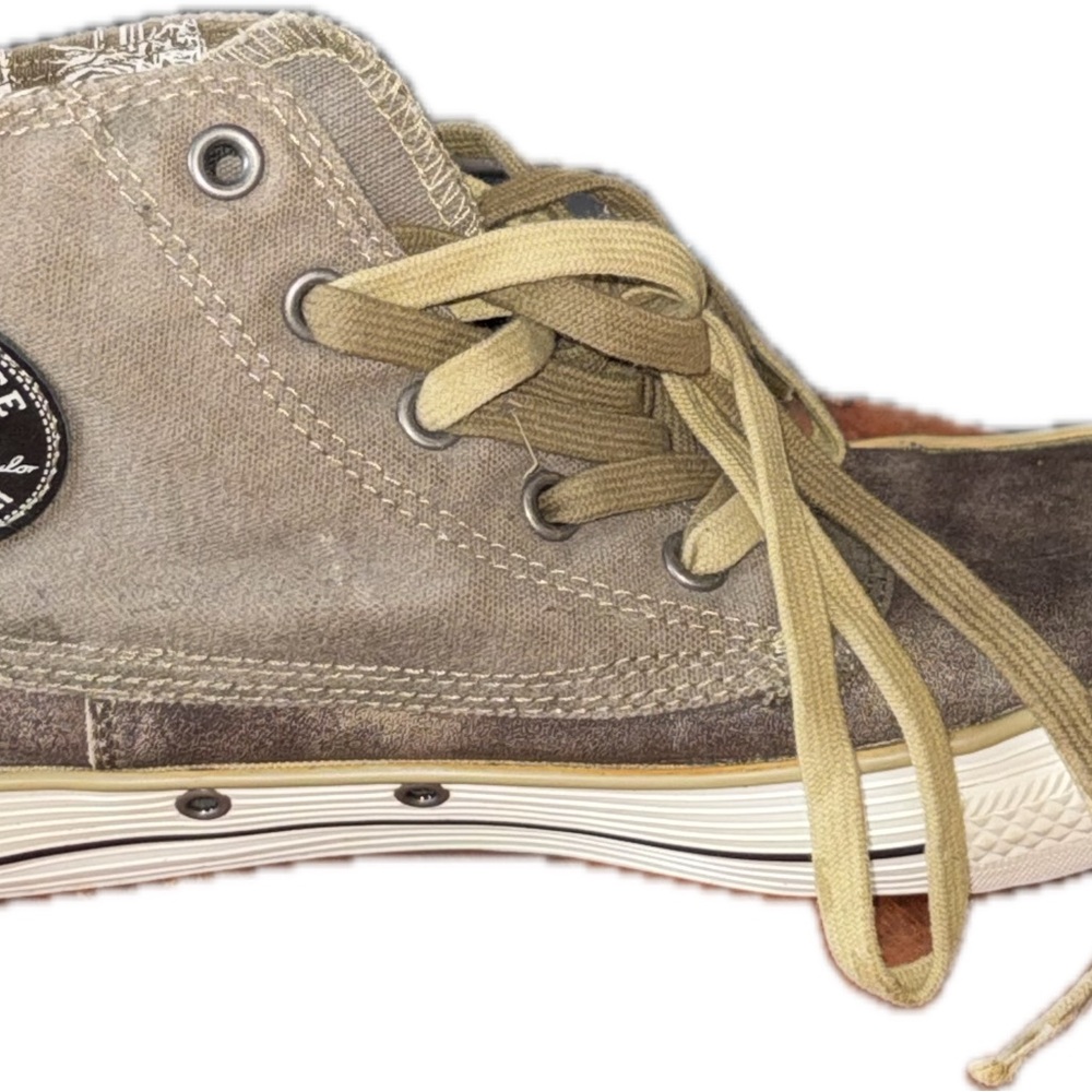 Vintage Casual High-Top Sneakers in Gray and Tan